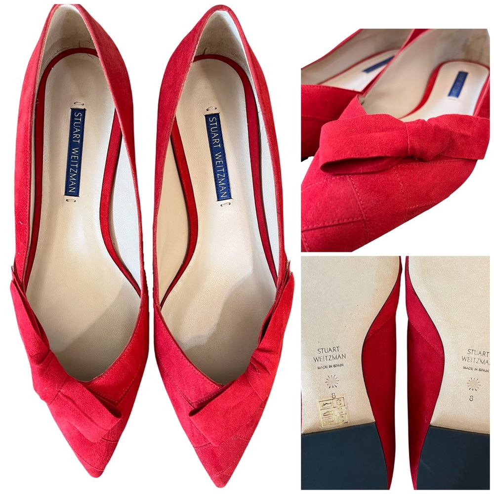 Stuart Weitzman Red Suede Flats NWOB